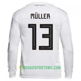 Koszulka Niemcy Muller 13 Mistrzostwa Świata 2018 Domowe Stroje Piłkarskie Długi Rękaw